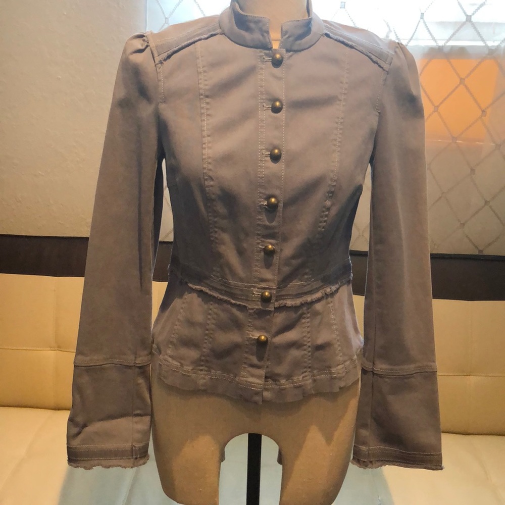 New WHBM Casual Blue Flint Stone Peplum Jacket